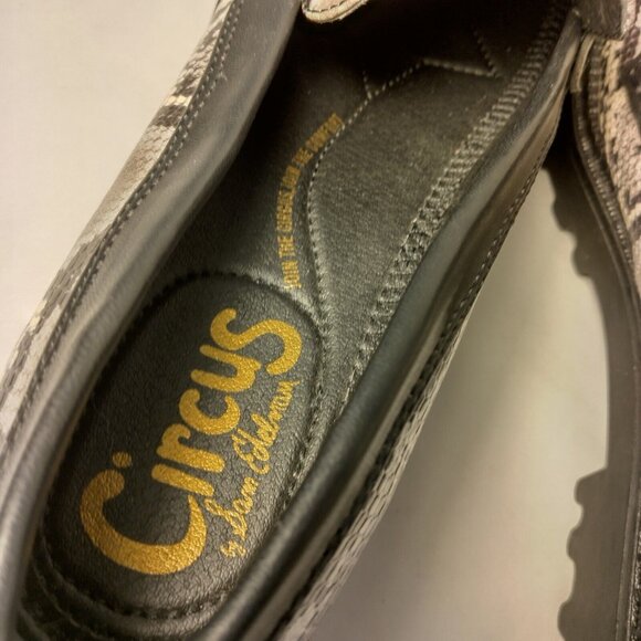 Sam Edelman Circus Desmond Loafers Women 10 M Faux Snake Skin Black Gray Slip On - Picture 14 of 16